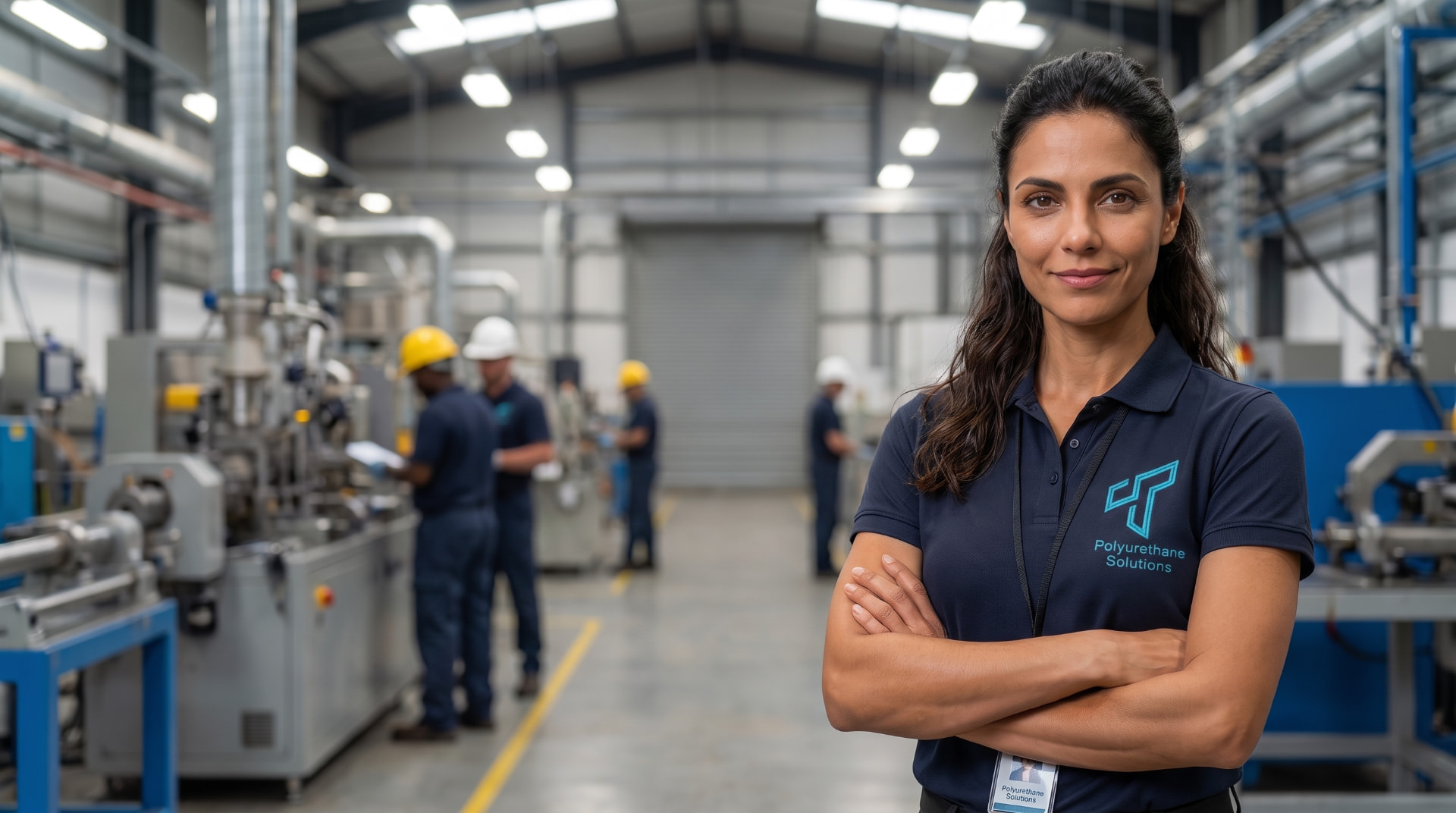Especialista Tecnoprene com uniforme da empresa dentro da fábrica